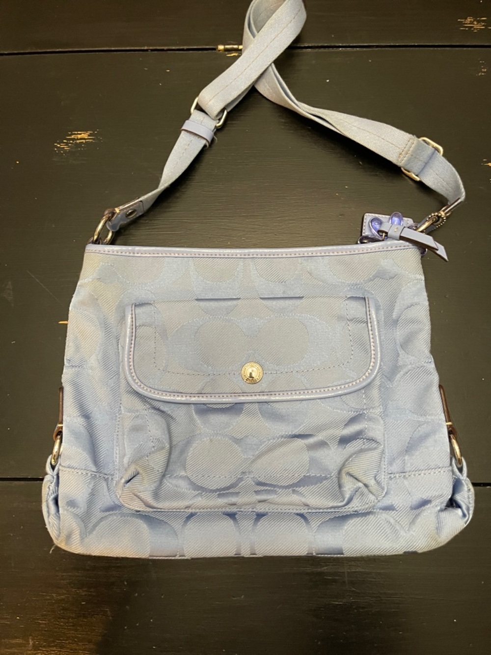 Coach Light Blue Signature-Pattern Crossbody Bag - Women